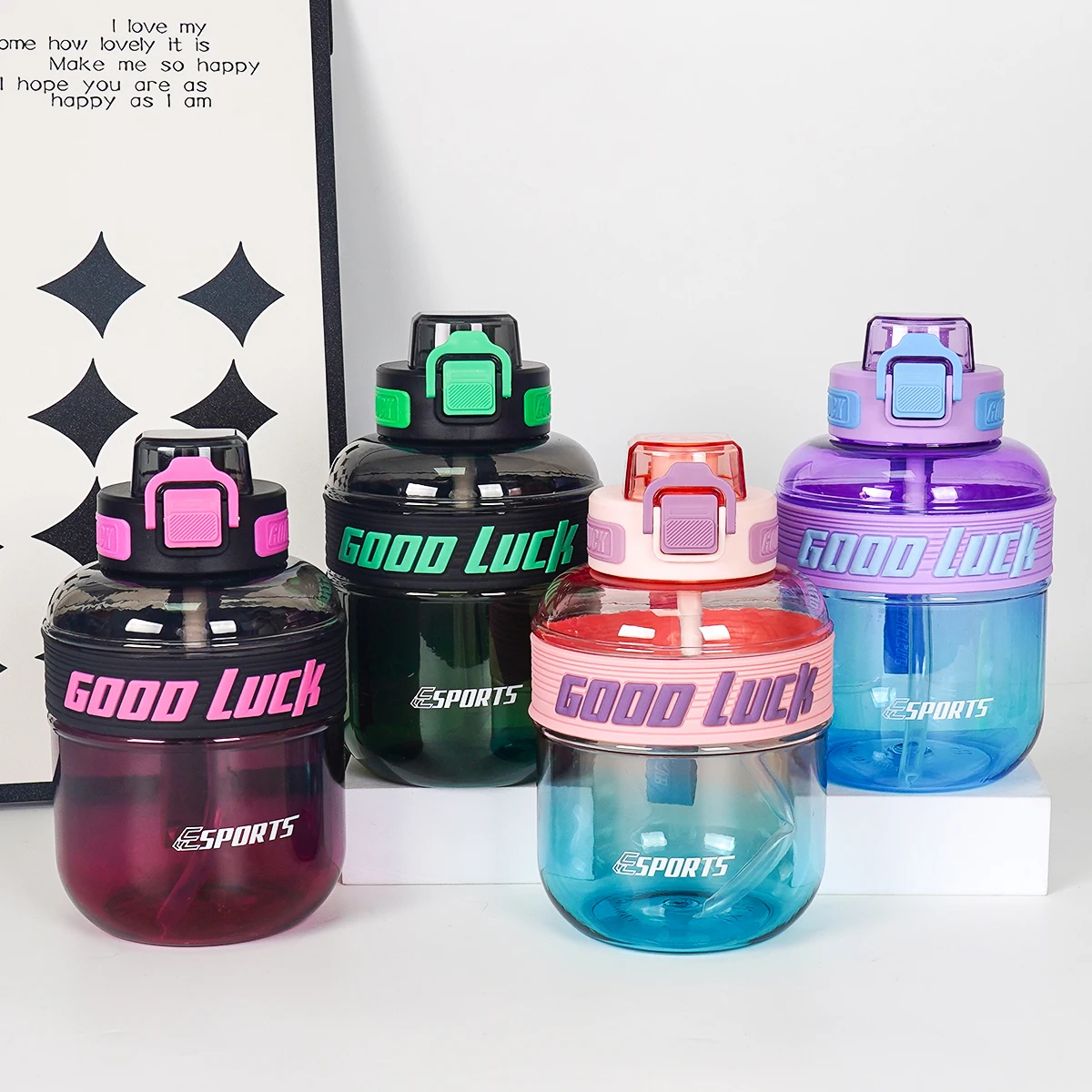 1pc 1100ml/35oz Large Capacity Gradient Sports Plastic Water Bottle, Suitable for Fitness, Outdoors, Birthday Gift