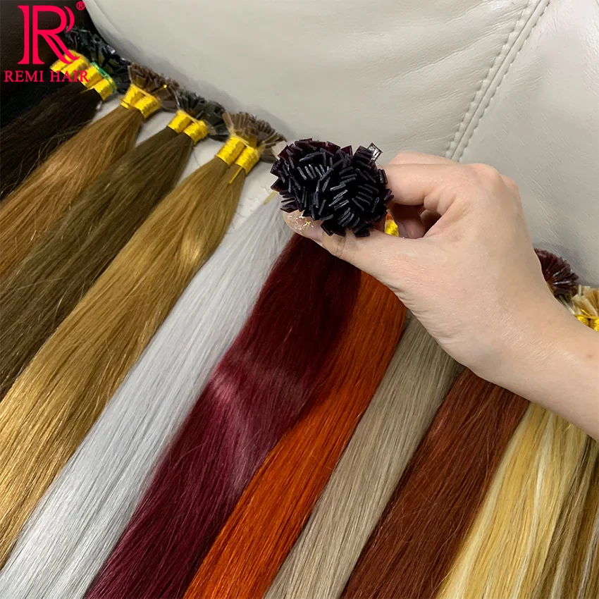 Ponta lisa Queratina extensões de cabelo, cabelo humano real, reta virgem colorida, cabelo vietnamita, pré-ligado cabelo fusão