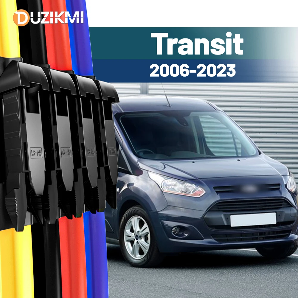 For Ford Transit Connect Tourneo Custom Courier 2006-2023 2014 2015 2016 2pcs Front Windshield Windscreen Wiper Blades Red Blue