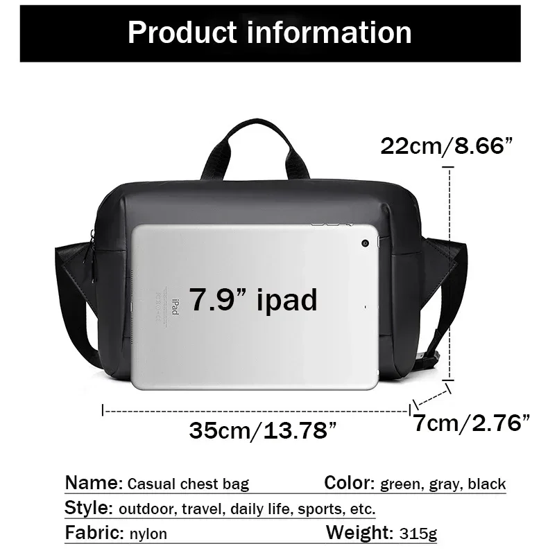 Men's Chest Bag Waterproof Fashion Shoulder Bag Sports Functional Crossbody Bag Nylon Handbags Outdoor Сумка Через Плечо Муж sac