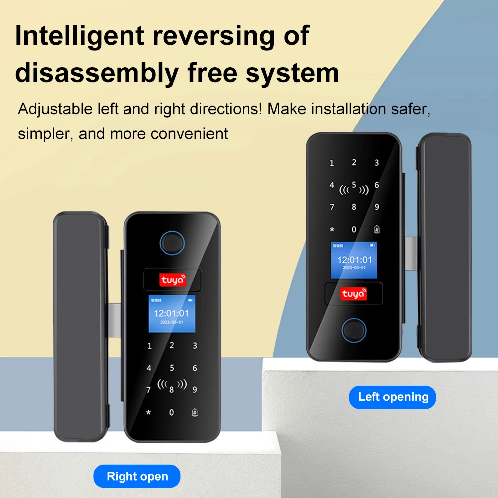 Tuya App Glastür Finger abdrucks chloss Bluetooth Smart biometrische elektronische Türschloss 13,56 MHz RFID Fernbedienung Keyless Unlock