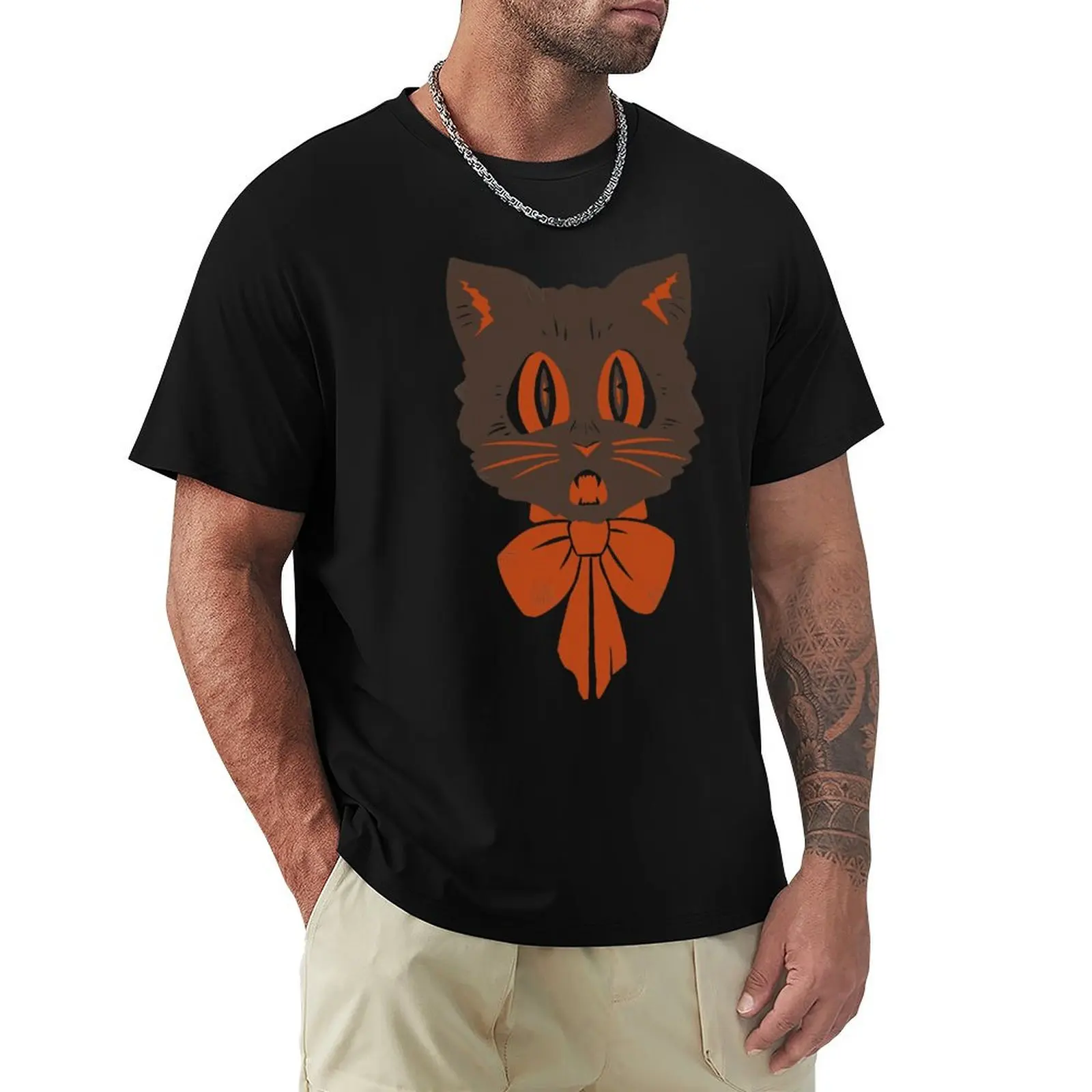 

Vintage Inspired Halloween Scaredy Cat T-Shirt oversizeds graphic t shirt vintage funny meme t-shirts mens clothing
