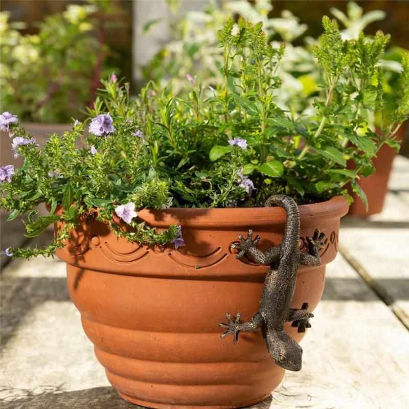 

ABBY-Garden Decorative Potted Partner Bronze Gecko Janshore Flower Pot Suspension Decorative Suspension Garden Ornaments
