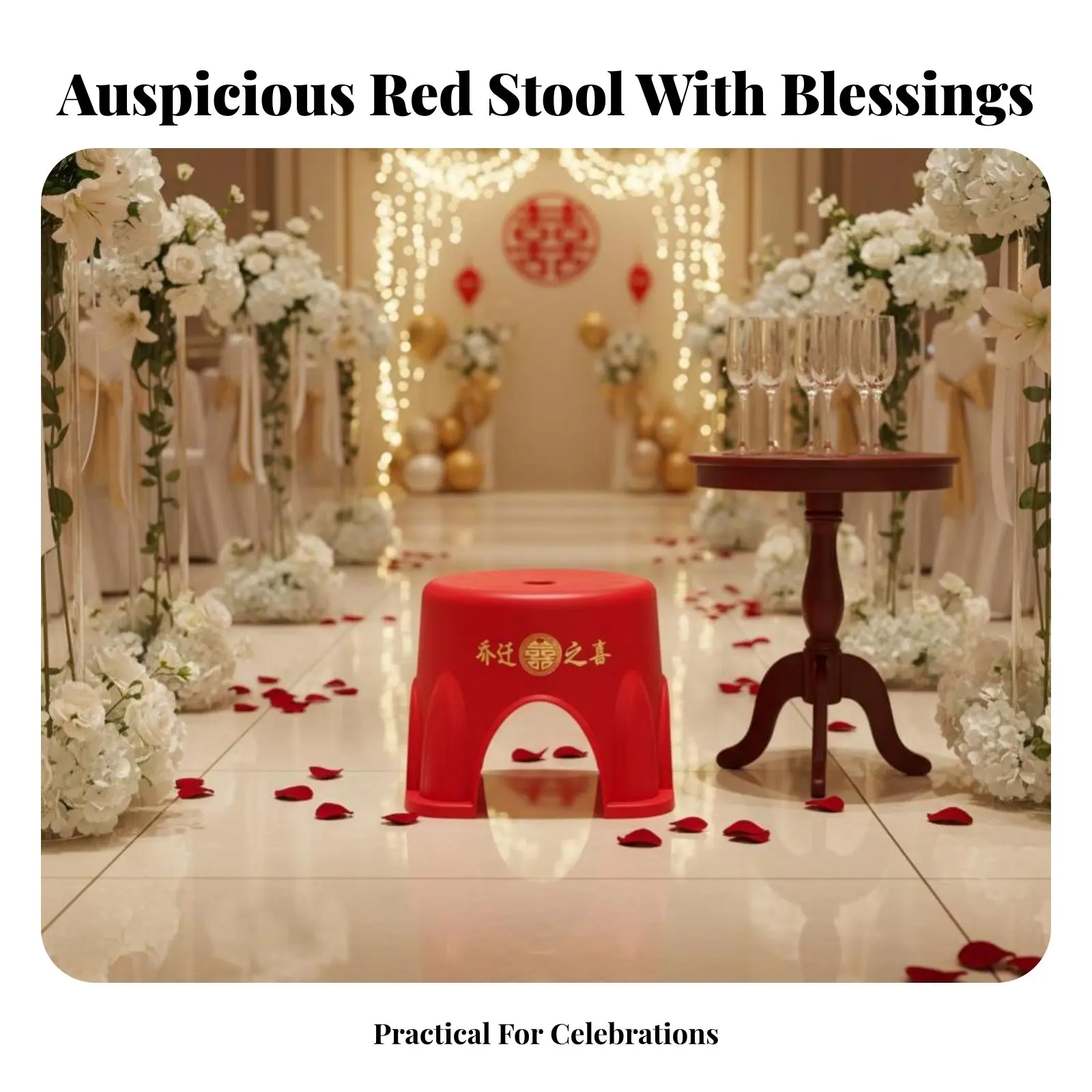 Stackable Ppremiumic Stool Festive Red Color Stackable Fittinging Stool Thickened Construction High Load Capacity
