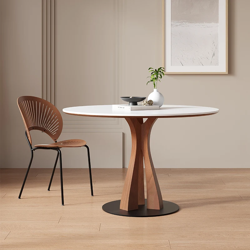 

Nordic Rock Plate Dining Table Modern Solid Wood Coffe Living Room Round Table Center Dining Room Furnitur Tavoli Da Pranzo FYDT