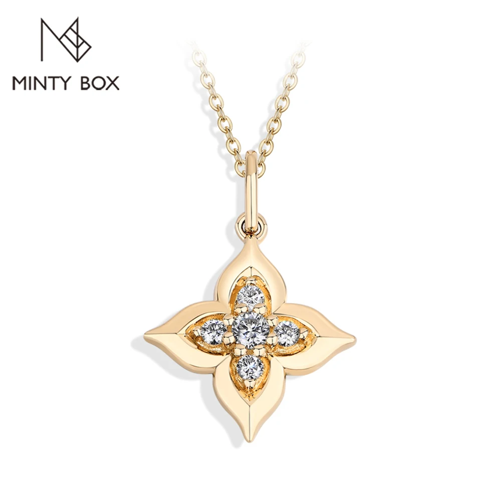

MINTYBOX S925 Silver Clover Moissanite Necklaces Lab Created Diamond Pendant for Women Luxury Wedding Fine Jewelry 45+5cm