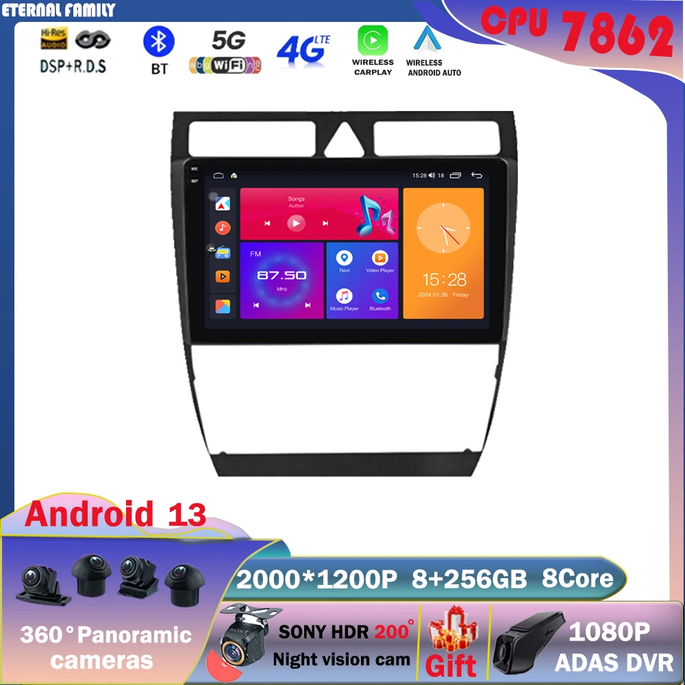 

Android 13 For Audi A6 C5 1997-2004 S6 2 1999-2004 Car Radio Multimedia Player Navigation GPS WIFI 4G LET BT No 2din 2din dvd