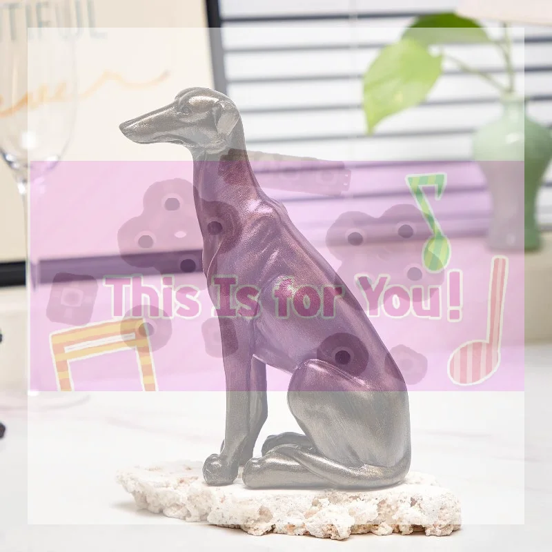 【MA】Antique Bronze Resin Greyhound Dog Statue Sculpture Vintage Animal Figurine Home Decor Living Room Decorative Ornament