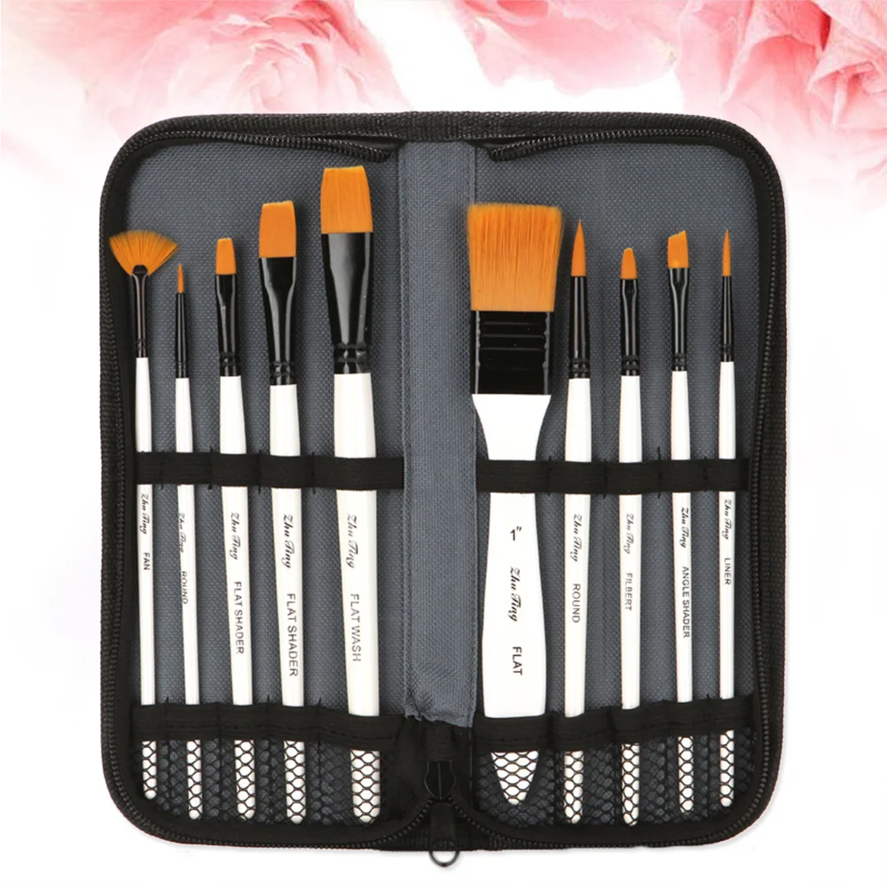 10Pcs Paint Brush Set Streamlined Pen Body Comfortable Hand Feeling Suitable for Beginners Hobbyists Artists Students Watercolor
