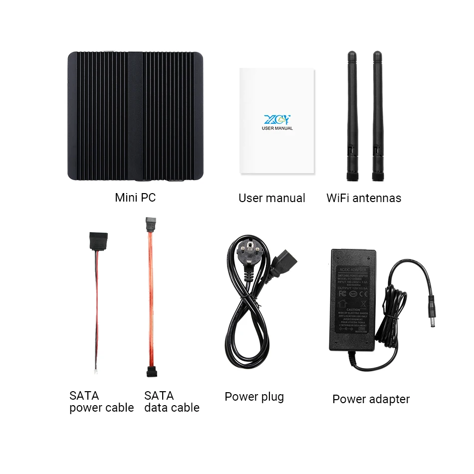 Mini PC Fanless Intel Celeron J4125 2x LAN Gigabit 2x RS232 HDMI VGA Mini PCIE WiFi/4G 4x Suporte USB Windows Linux