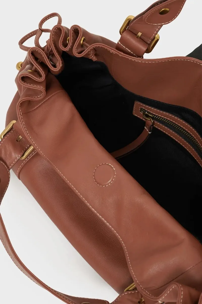2026 Damen Hobo-Tasche aus weichem Leder, Vintage Schwarz, Plissierte Schultertasche, Designer-inspirierte Handtasche mit großem Fassungsvermögen – Detail 17