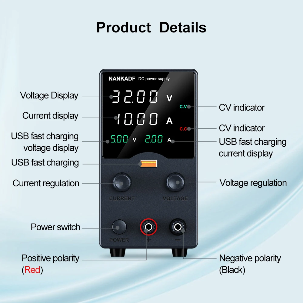 Einstellbares DC-Netzteil 30V 5A 10A Schaltnetzteil für Labor und Werkstatt, stabilisierte Spannungsquelle zur Reparatur, 60V 5A 120V 3A 160V 2A – Detail 6