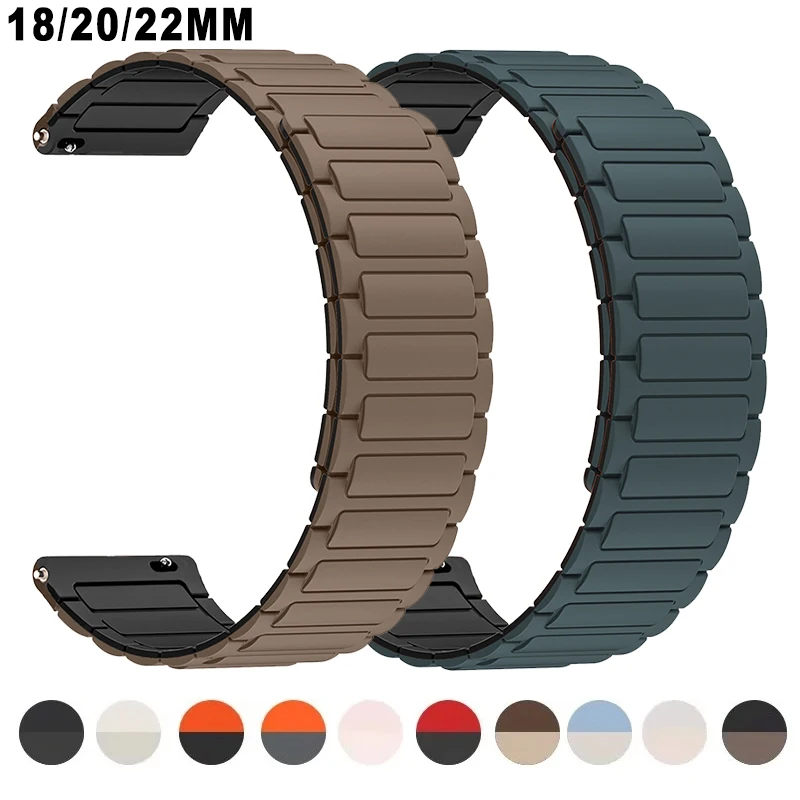 18mm 20mm 22mm Silicone Strap for Huawei Watch GT6 GT5 6Pro GT4 46mm Magnetic Band for Samsung Galaxy Watch 7 6 5 4 Classic 5Pro