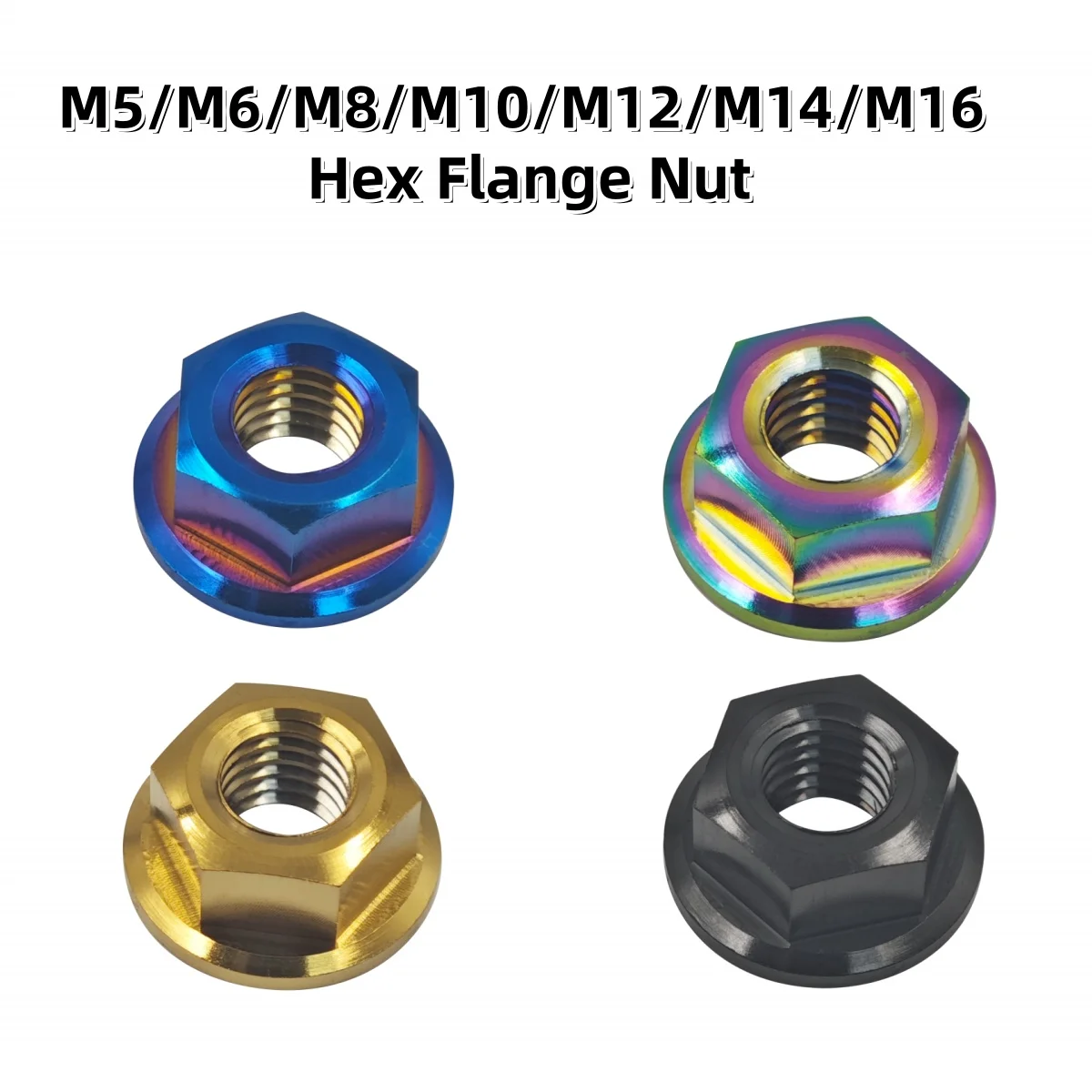 Hex Flange Nuts M5 M6 M8 M10 M12 M14 M16, TC4/Grade 5 Titanium Alloy for Bolt