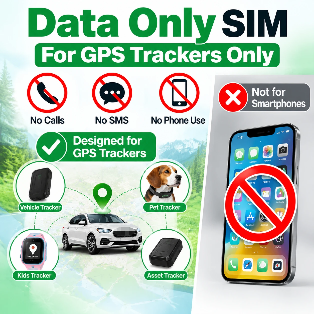 4G SIM Card  for GPS Tracker North America Data Only IoT M2M No Contract 2G 3G 4G LTE  Pet GPS Locator Car Fleet Asset