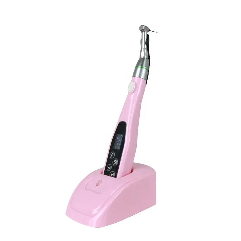 SJ Wireless Led ROOt Canal 16:1 Reduction Contra Angle Endomotor Reciprocating Endodontic Pink Color Endo Motor Equipment