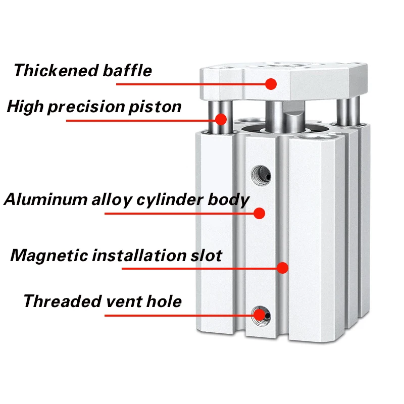 air cylinder CQMB/CDQMB bore 50mm double acting compact rod  guide pneumatic ram cylinder stroke 5/10/15/20/25/30mm