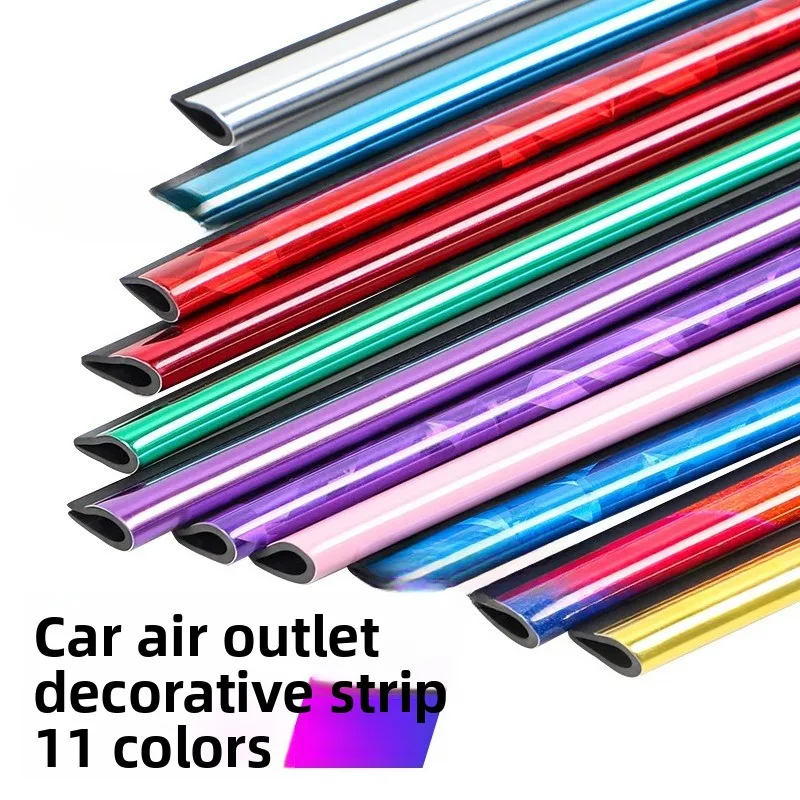 10/80pcs U-Shape Chrome Car Air Vent Trim Strip Grille Molding Colorful Interior Modification Styling Accessories