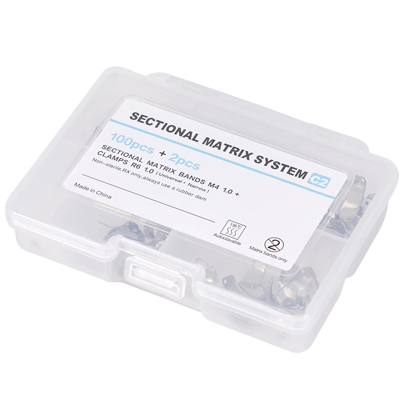 

100 шт., стоматологические матричные ленты NITI, металлические матрицы, зажимное кольцо, секционная контурная матричная система, никель-титановое зажимное кольцо