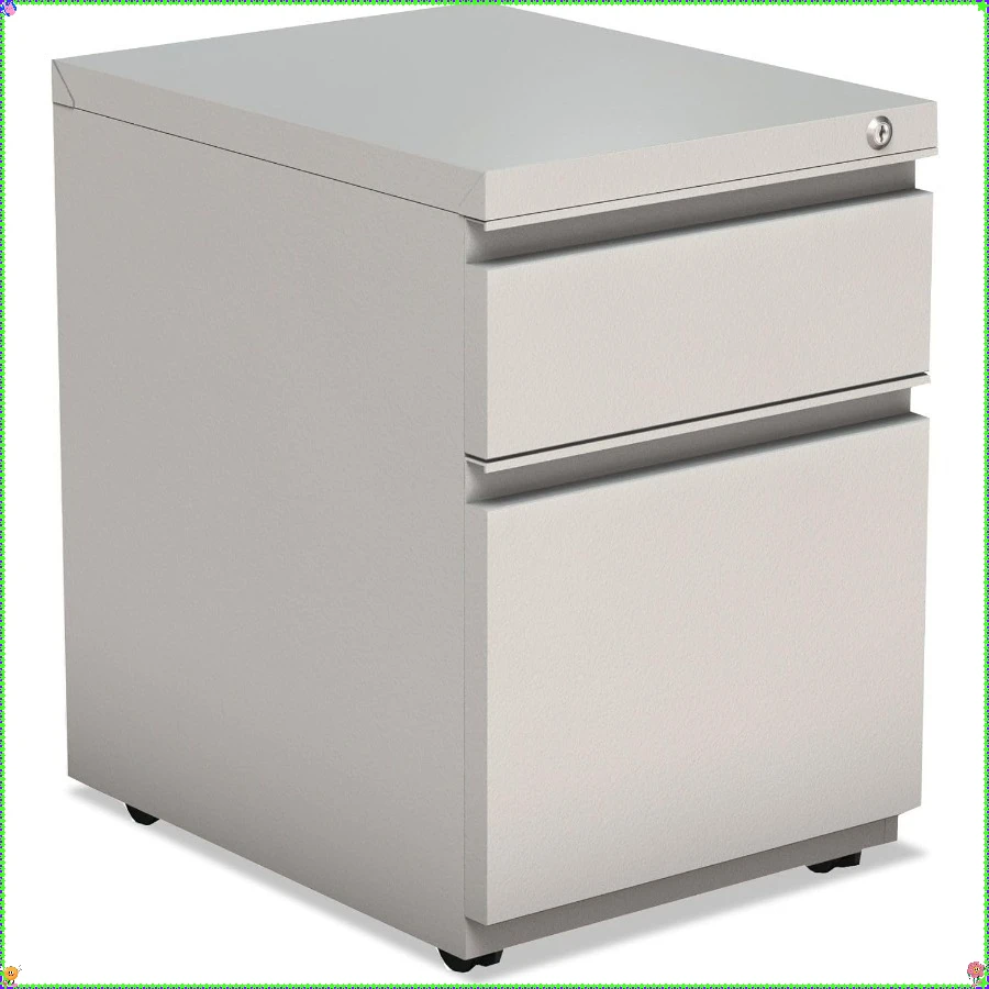 Gabinete de almacenamiento de oficina con pedestal de archivo de metal de 2 cajones, organizador gris claro para el hogar y el negocio