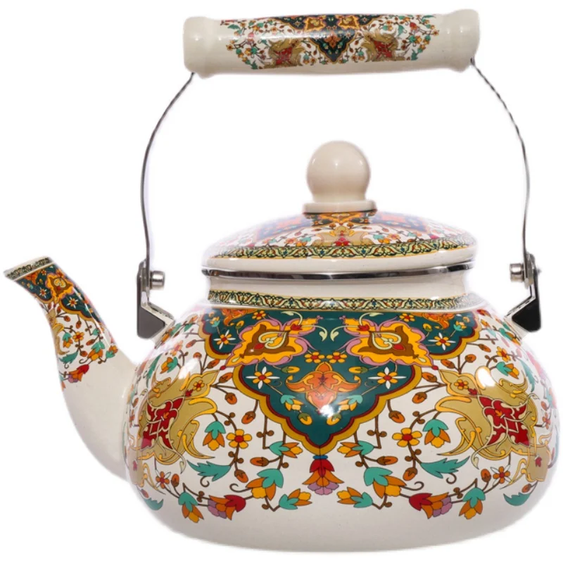 Mongolian Milk Tea Pot Retro Ethnic Style Enamel Kettle Meng Meal