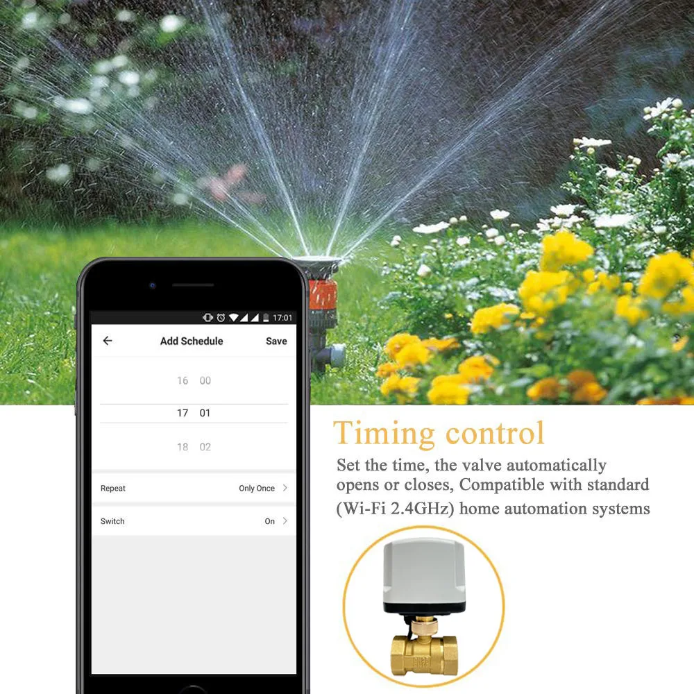 Tuya WiFi Smart Timing Switch Electric Ball Valve AC220V Water Auto Valve Controller Works With Alexa Google Home