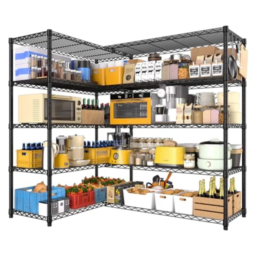 

5-уровневые 72 Вт x 16 D x 76 H металлические проволочные полки для хранения — сверхмощные стоячие гаражные полки Регулируемая стойка из стальной проволоки Util