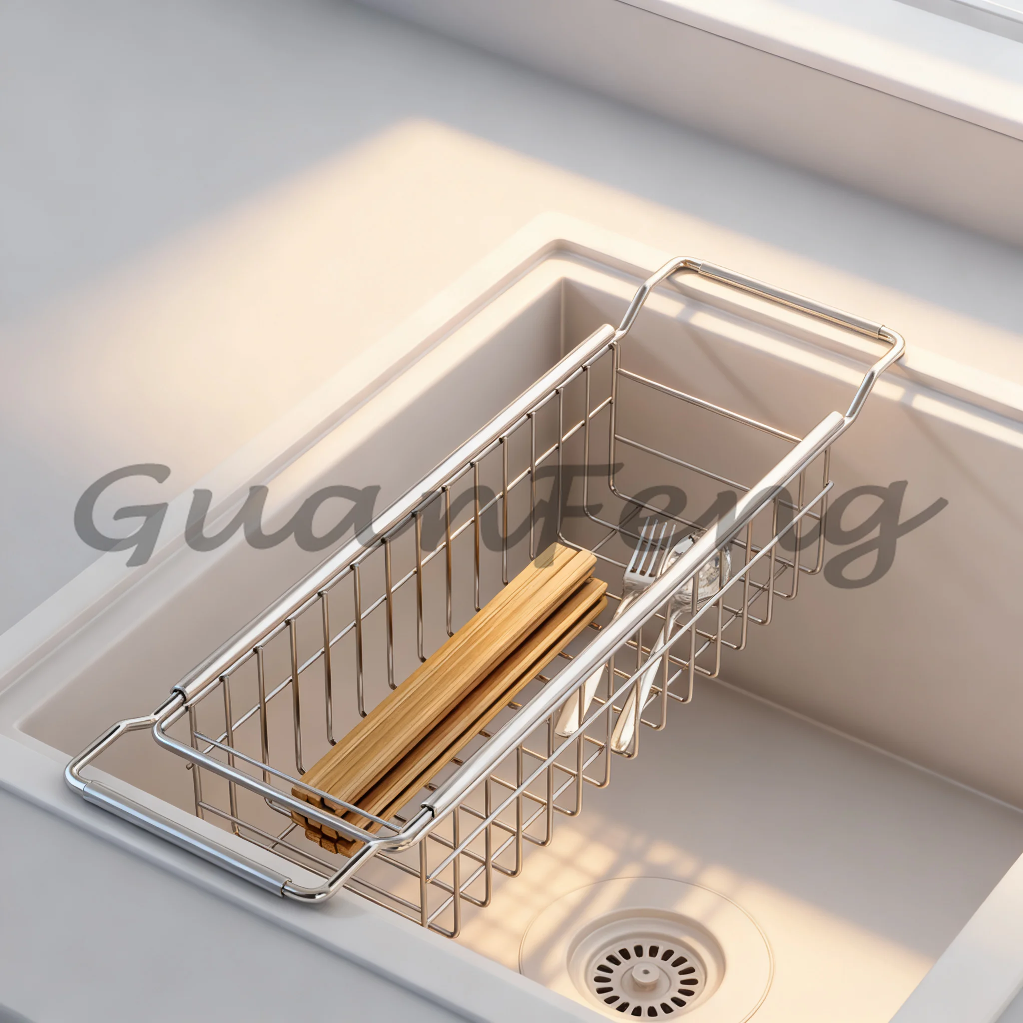 Kitchen Sink Wire Basket Draining Storage Rack, Metal Dish Drainer for Plates, Cups and Vegetable Washing & Draining