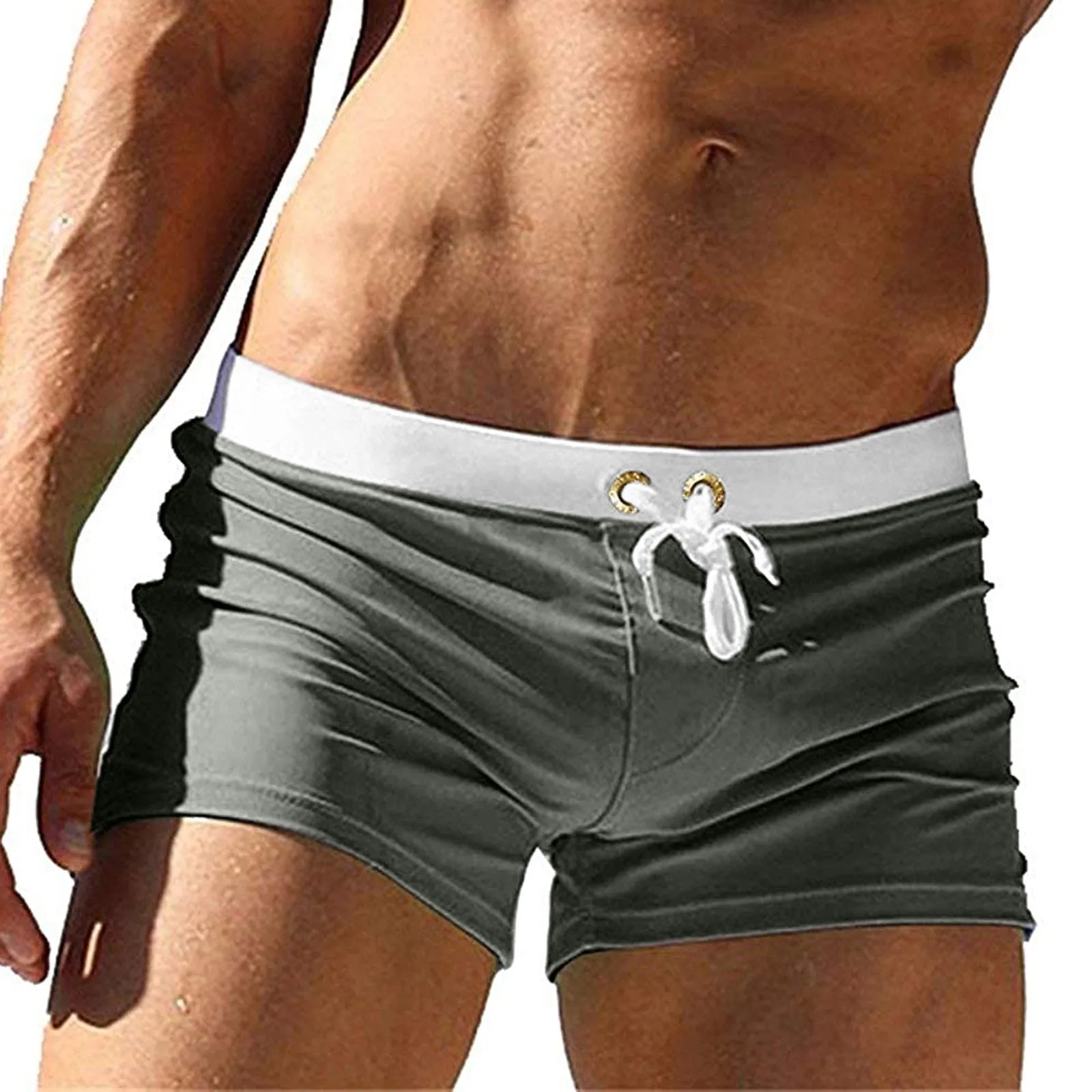 Men's Casual Beach Shorts Quick Dry Loose Beach Shorts Swimming Solid Color Low Rise Boxer Shorts Summer 2024 New