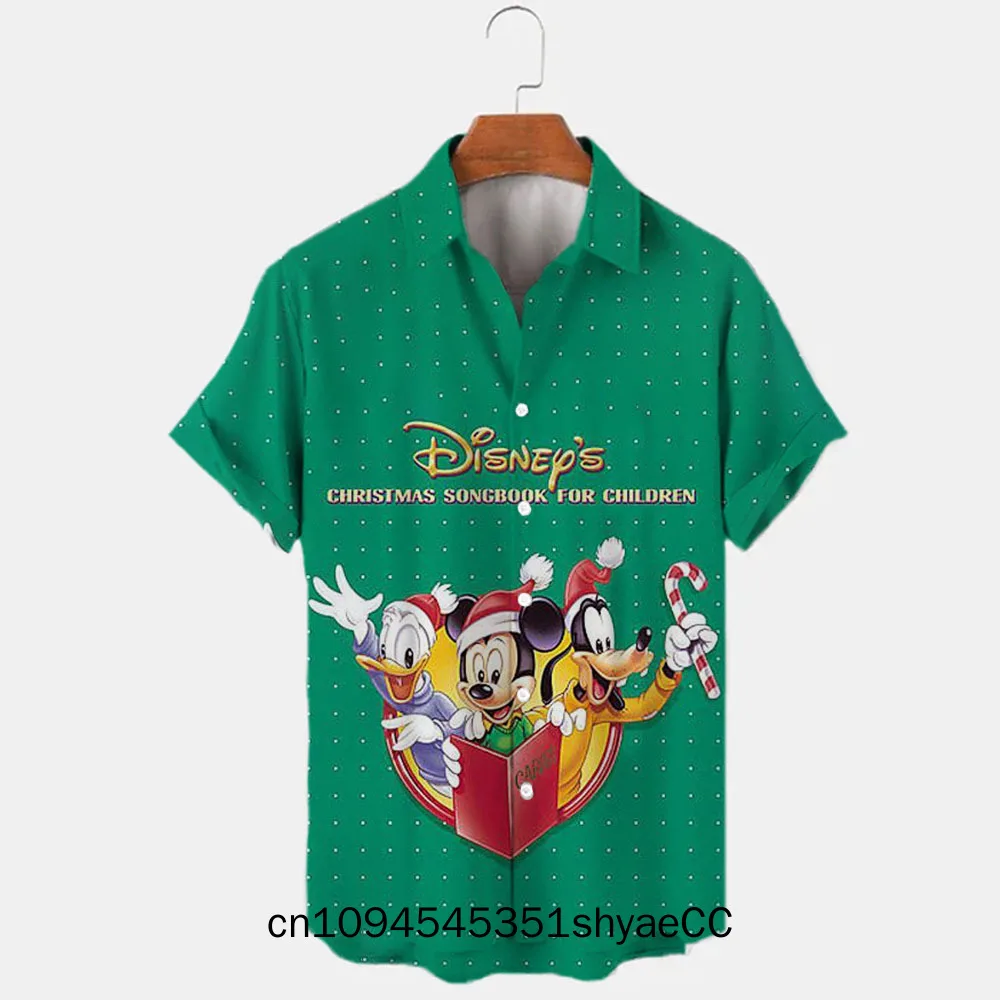 Miniso 2024 Christmas Eve Party Shirt New Year's Short Sleeve Top Hawaiian Shirt Holiday Men's Santa Claus Shirt