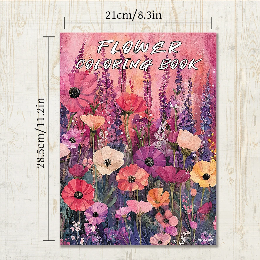 Floral Coloring Book for Adults - 8.3x 11.2 Inch 22 Page Coloring Book - Helps Reduce Stress and Ease Emotions