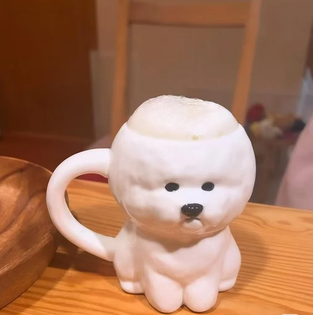 Cute Little Dog Ceramic Mugs Creative Drinking Water Coffee Cups for Office Couples Birthday Gifts Home Use Single Ear Handle