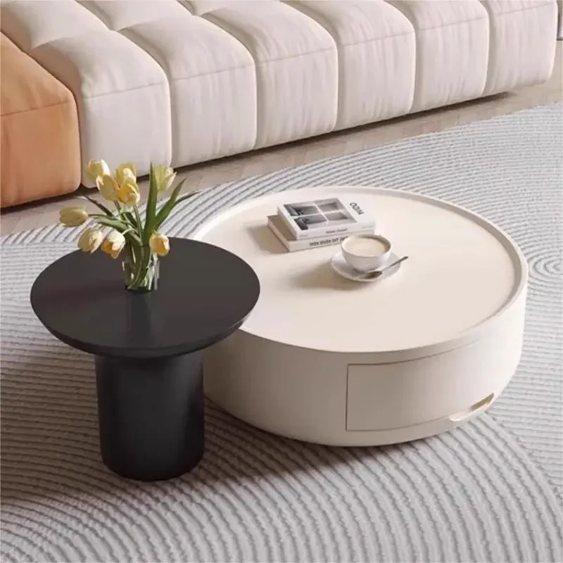 Nordic cream style size round coffee table light luxury modern simple side table living room household small apartment
