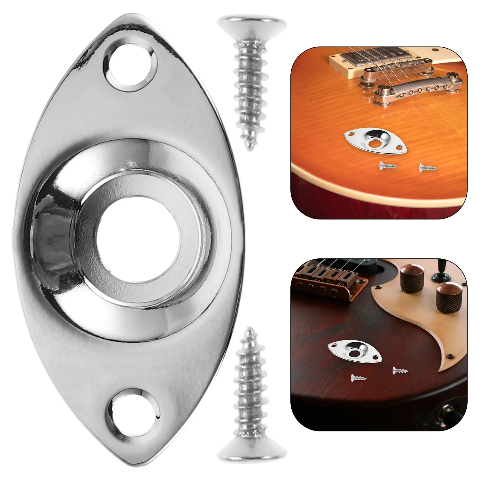 

1 Set Of Electric Jack Socket Plate, Durable Metal Pickup Jack Plate For Guitar Bass Input Output, Guitar Accessories Parts