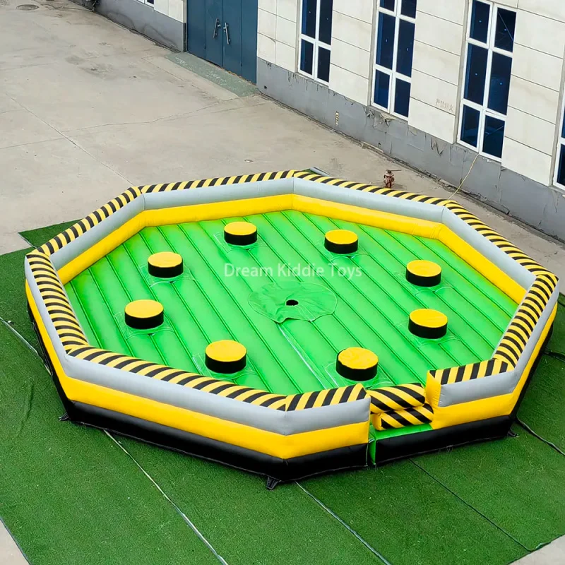 Adult Toxic Meltdown Eliminator Wipe Out Mechanical Inflatable Total Wipeout Sweeper Spinning Jump Game Meltdown Zone for Party