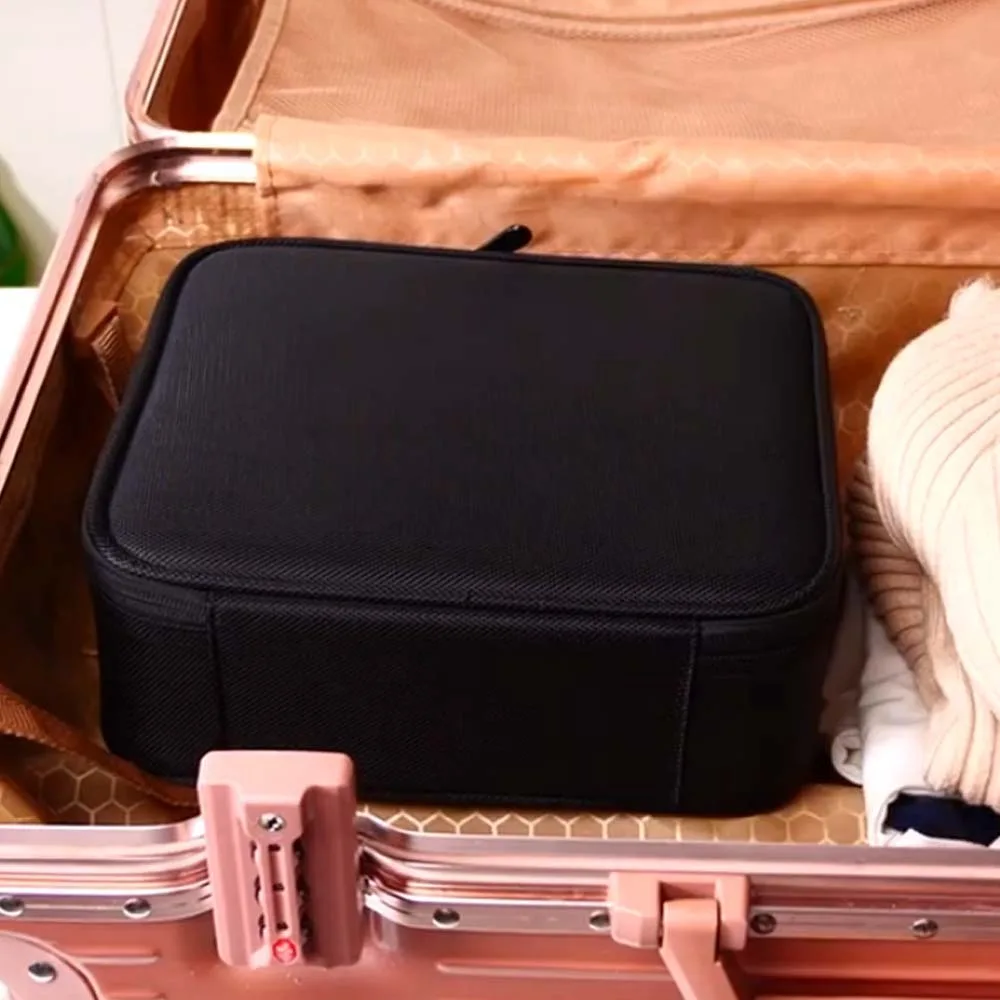 

Large Capacity Cosmetic Bag Suitcase Anti-Splash Water Oxford Cloth Handheld Makeup Bag Solid Color Portable
