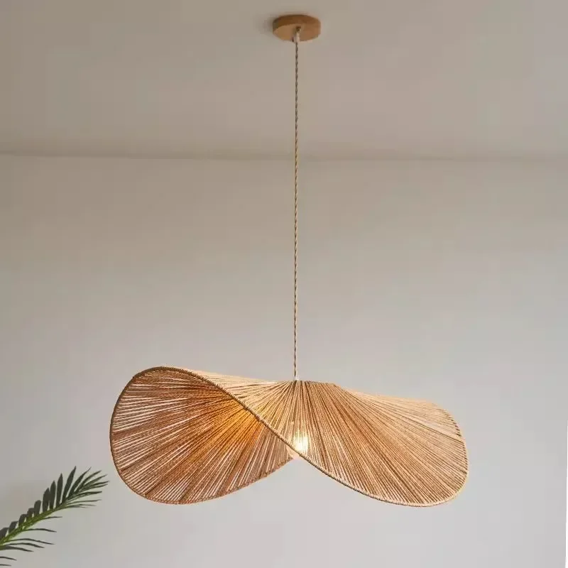 Nordic Handmade Rattan Chandelier Dining Living Room Ceiling Pendant Light Bedroom Hanging Lamp Home Decoration Lustre Fixtures