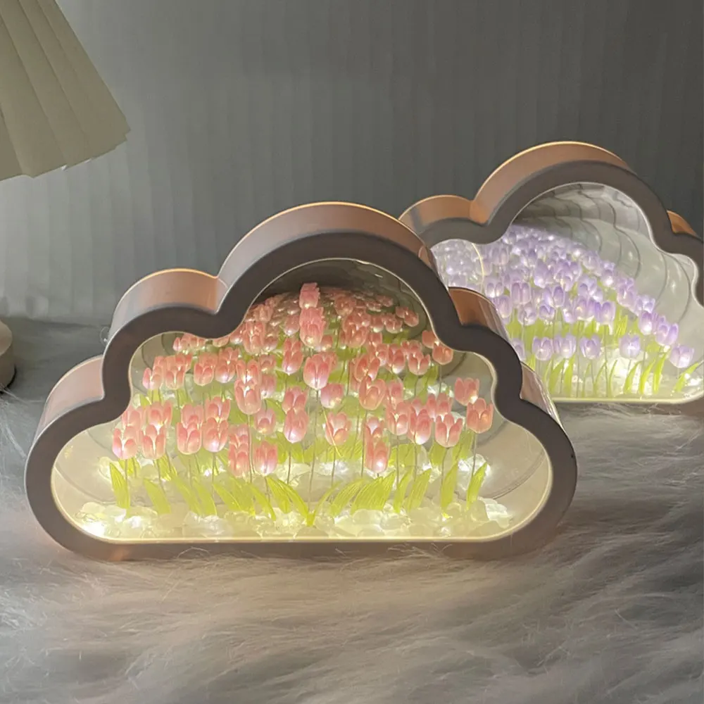 20pcs DIY Tulip Cloud Sea of Flowers Night Light Creative Light Atmosphere Light Transparent Qixi Lovers Gift Desktop Decora