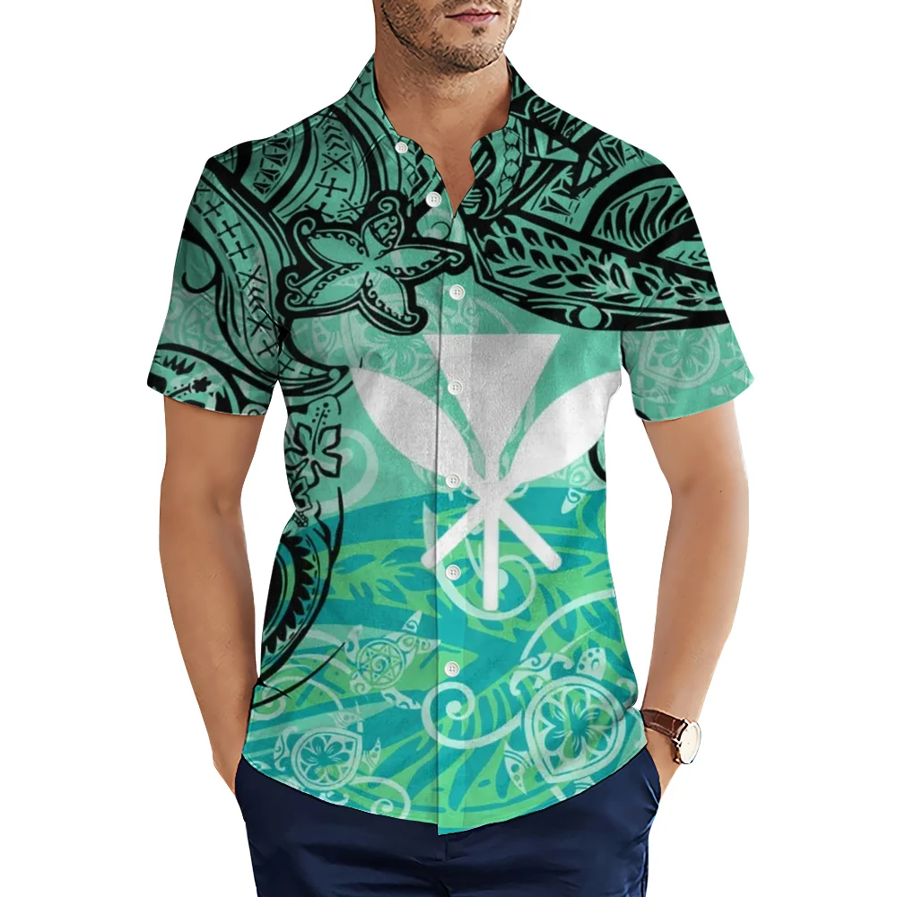 CLOOCL Men Shirts Hawaii Seal with Turtle Plumeria 3D Printed Blouses Summer Short Sleeve Turn-down Collar Male Shirt Tops