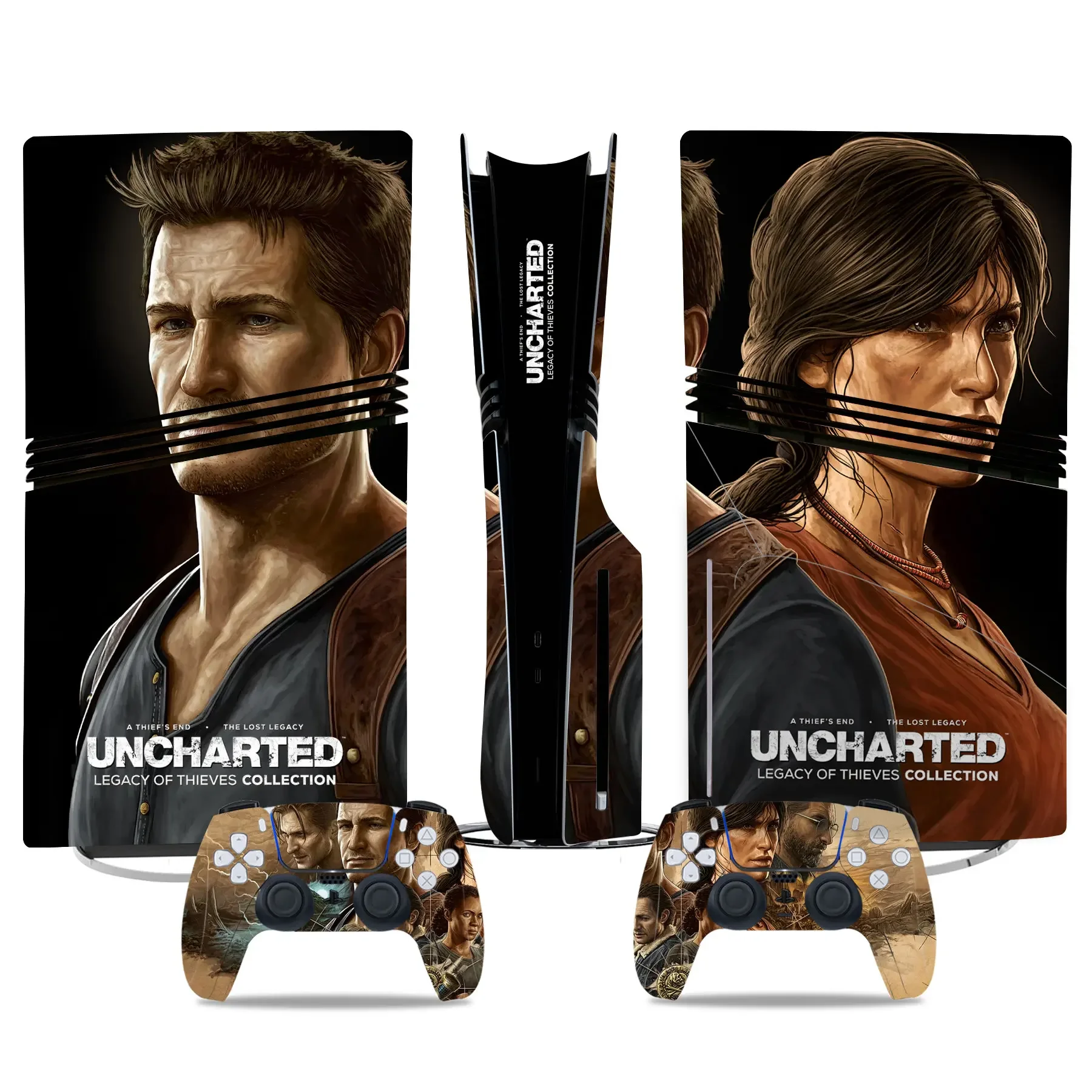 Uncharted game accessories GAME PS5 PRO disc Skin Sticker Decal Cover for ps5 Pro disc Console and 2 Controllers