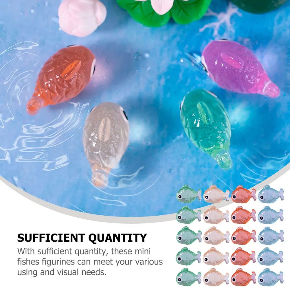

20pcs Night Light Fish Figurines Resin Mini Decorations Blue ange Green Red Colors Aquarium L scape DIY Gifts