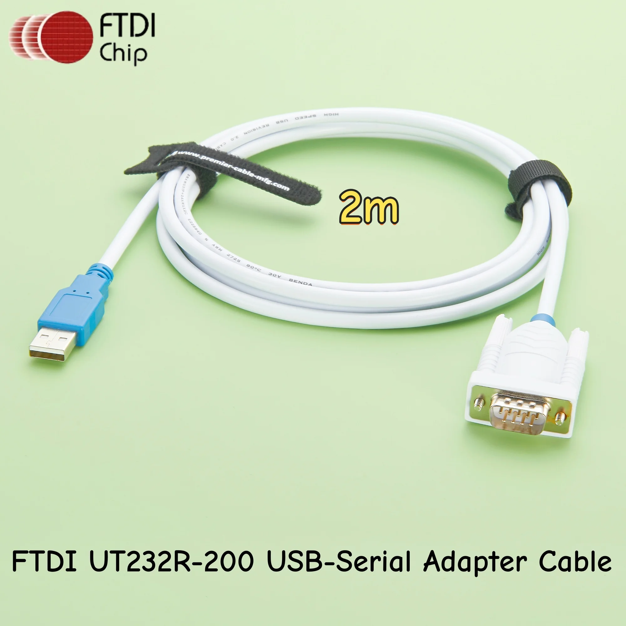FTDI USB to RS232 Serial Adapter Cable UT232R-200 DB9 Connector with Thumb Screws USB to RS232 Converter Cable with FT232R Chip