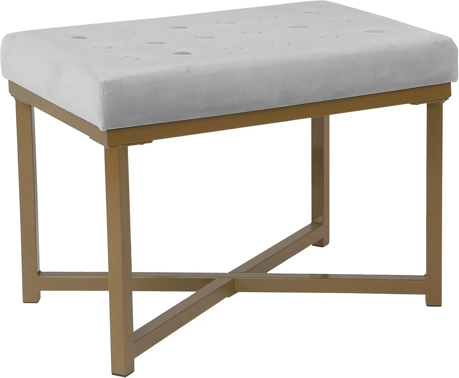 

Home Decor | Upholstered Tufted Velvet Ottoman Bench | Ottoman Bench For Living Room & Bedroom, Silver