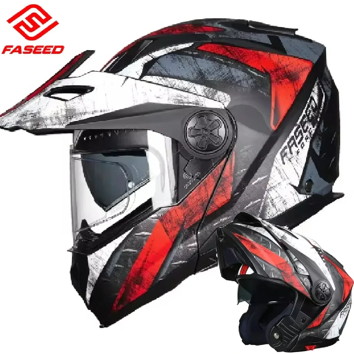 FASEED Flip Up หมวกกันน็อครถจักรยานยนต์ DOT การรับรอง ECE Full Face Double Len Off-road Cascos Para Moto Capacete ผู้ชาย Casco