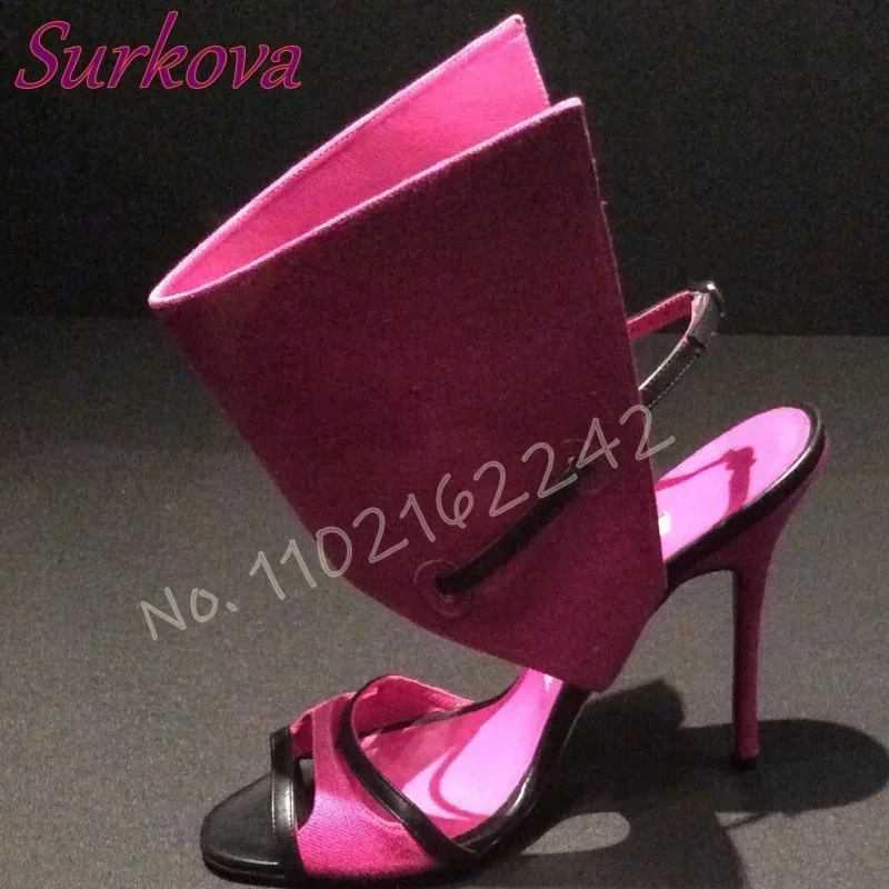 

Женские розово-красные трехмерные босоножки на высоком каблуке с открытым носком и круглым носком, модные трендовые подиумные роскошные деловые туфли 43