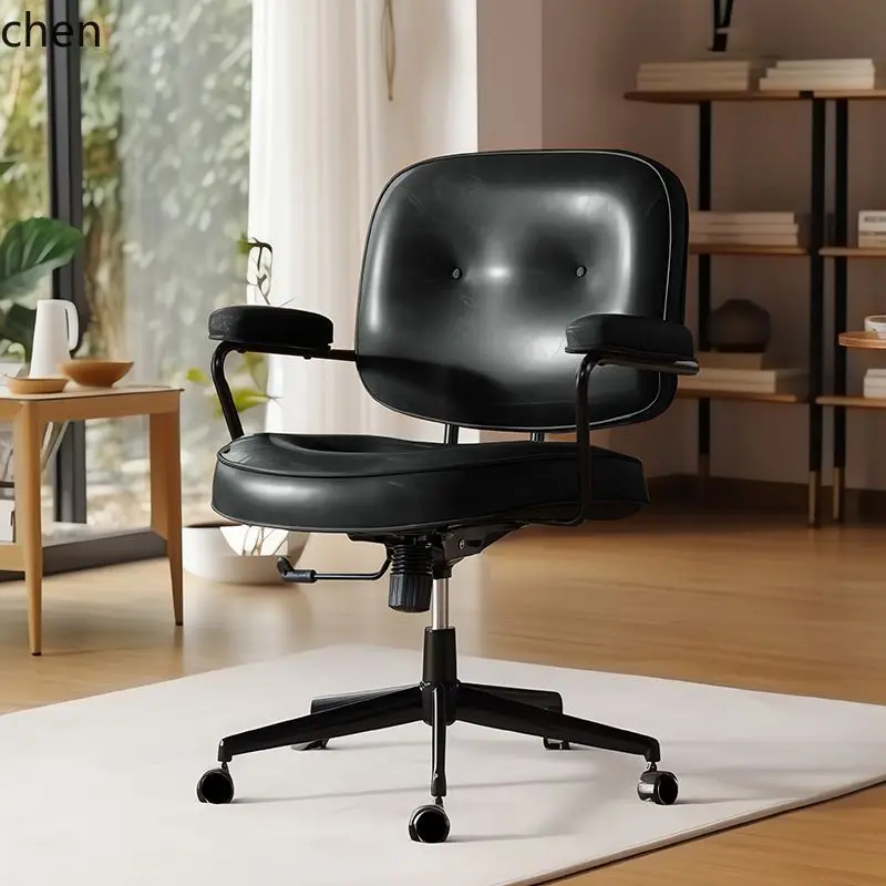 HT Retro Computer Chair Home Bedroom Seat Office Long Sitting Bedroom Chair Backrest Stool