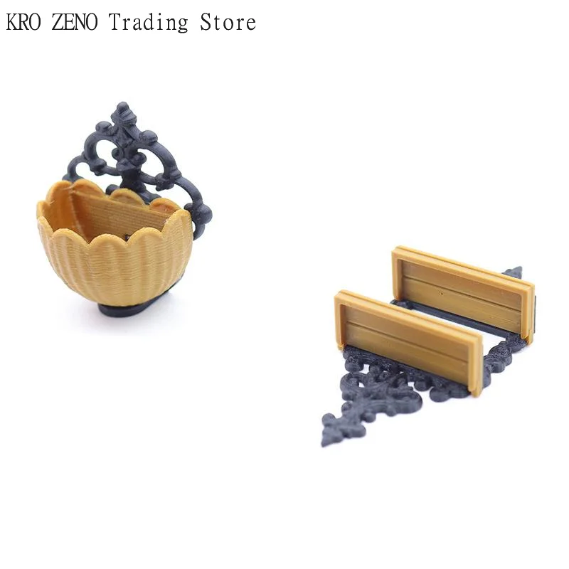 

1Pcs Dollhouse Vintage Decor Shelf And Flower Basket Wall-Mounted Storage Rack 1/12 Scale Miniature Wall Decor For Diorama Scene