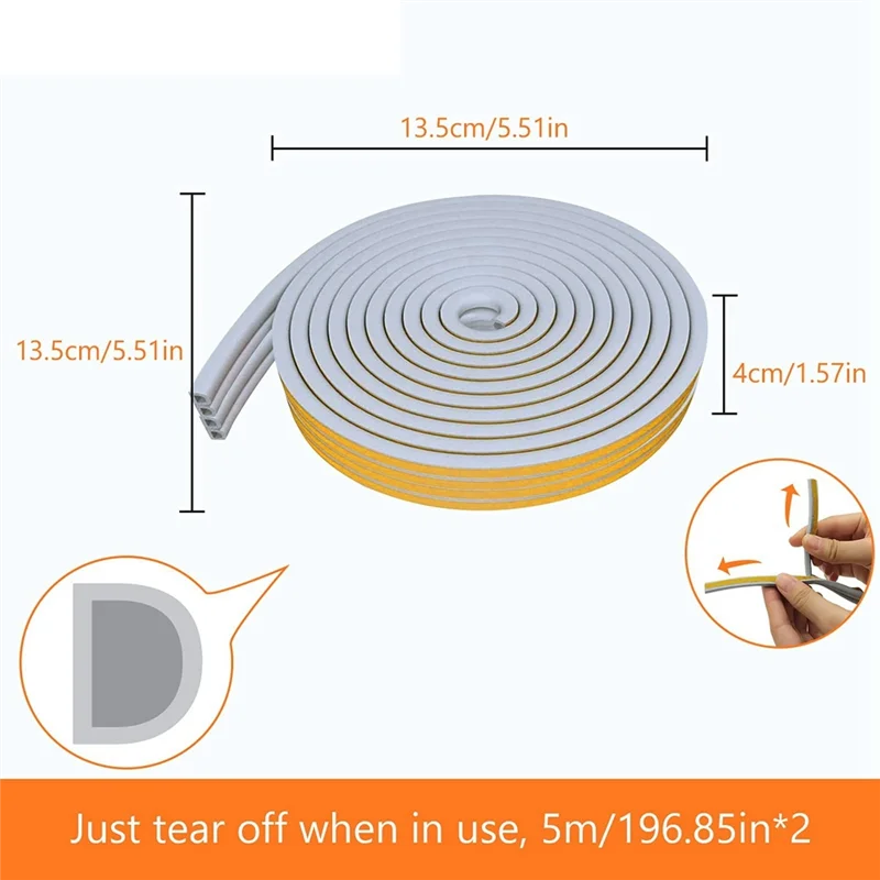 8 rolos 10 m excluído de rascunho para portas e janelas, fita excluída de borracha fita de espuma adesivos de carro vedação cinza