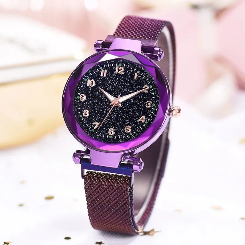 

Luxury Women Watches Mesh Belt Magnetic Starry Sky Female Clock Quartz Wristwatch Fashion Ladies Wrist Watch relogio feminino