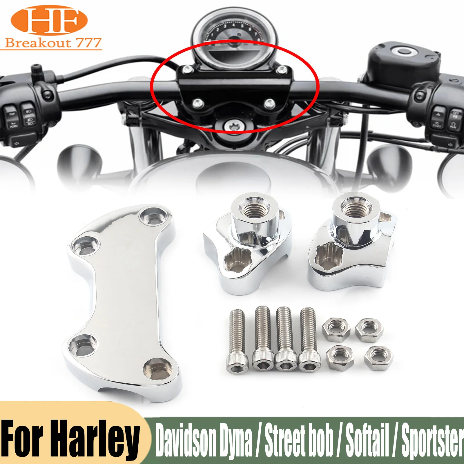 For Most Harley-Davidson Dyna / Street bob / Softail / Sportster and Other Models Motorcycle Straight Handlebar Riser Top Clamp